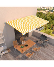 Auvent manuel rétractable 500x300 cm Jaune et blanc | Mobilier & Déco