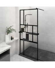 Paroi de douche avec étagère Noir 100x195cm Verre ESGetAluminium | Mobilier & Déco