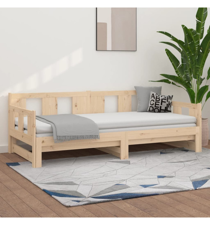 Lit coulissant sans matelas bois de pin massif 2x(90x200) cm | Mobilier & Déco