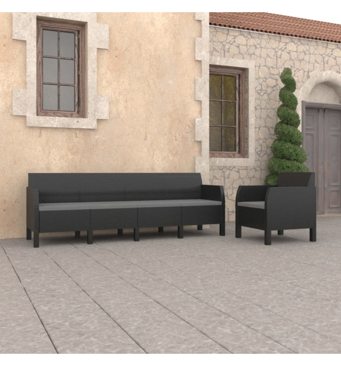 Salon de jardin 2 pcs avec coussins PP Rotin Anthracite | Mobilier & Déco