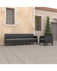 Salon de jardin 2 pcs avec coussins PP Rotin Anthracite | Mobilier & Déco
