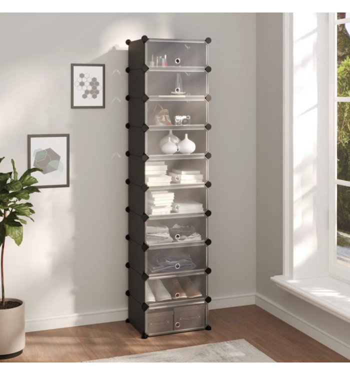 Étagère à chaussures Noir 44x32x174 cm PP | Mobilier & Déco