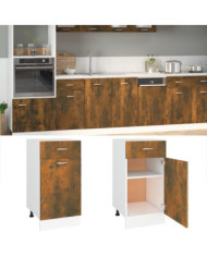 Armoire de plancher à tiroir "Lyon" Chêne fumé 40x46x81,5 cm | Mobilier & Déco