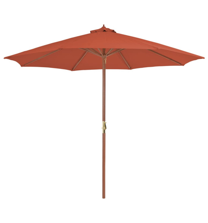Parasol d'extérieur avec mât en bois 300 cm terre cuite | Mobilier & Déco