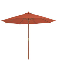 Parasol d'extérieur avec mât en bois 300 cm terre cuite | Mobilier & Déco