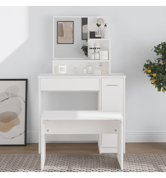 Coiffeuse avec miroir blanc 86,5x35x136 cm | Mobilier & Déco