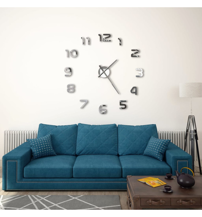 Horloge murale 3D Design moderne 100 cm XXL Argenté | Mobilier & Déco