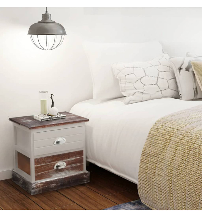 Table de chevet 2 pcs Marron et Blanc | Mobilier & Déco