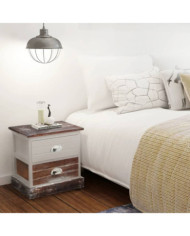 Table de chevet 2 pcs Marron et Blanc | Mobilier & Déco