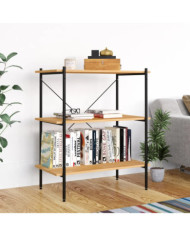 Étagère à 3 niveaux Noir et chêne 80x40x92 cm | Mobilier & Déco