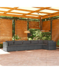 Salon de jardin 6 pcs avec coussins Résine tressée Gris | Mobilier & Déco