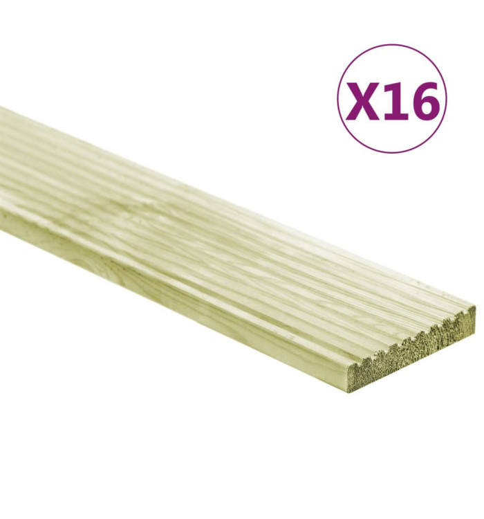 Panneaux de terrasse 16 pcs 2,32 m² 1 m Pin massif imprégné | Mobilier & Déco