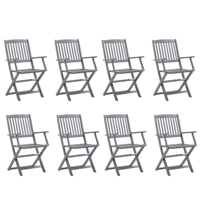 Chaises pliables d'extérieur lot de 8 Bois d'acacia solide | Mobilier & Déco