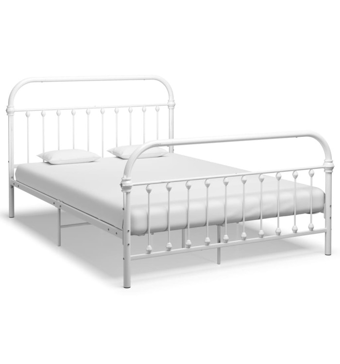Cadre de lit sans matelas blanc métal 140x200 cm | Mobilier & Déco