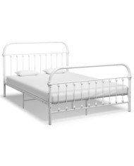 Cadre de lit sans matelas blanc métal 140x200 cm | Mobilier & Déco