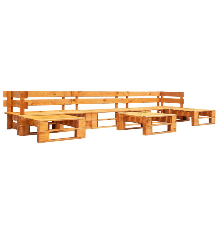 Canapés de jardin palette 6 pcs Bois Marron miel | Mobilier & Déco