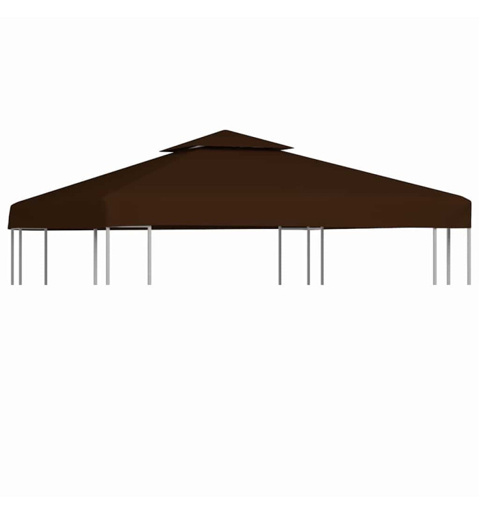 Toile supérieure double de belvédère 310 g/m² 3x3 m Marron | Mobilier & Déco