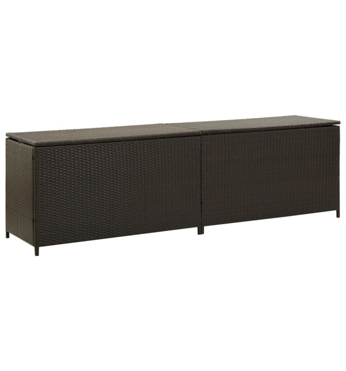 Boîte de rangement de jardin résine tressée 200x50x60 cm marron | Mobilier & Déco
