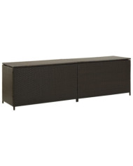 Boîte de rangement de jardin résine tressée 200x50x60 cm marron | Mobilier & Déco