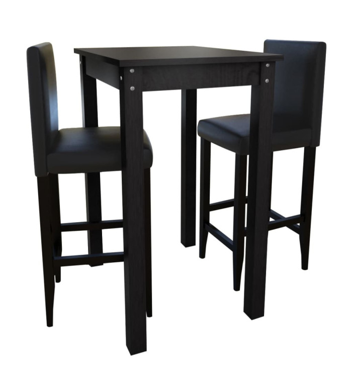 Set de 1 table de bar et 2 tabourets noir | Mobilier & Déco