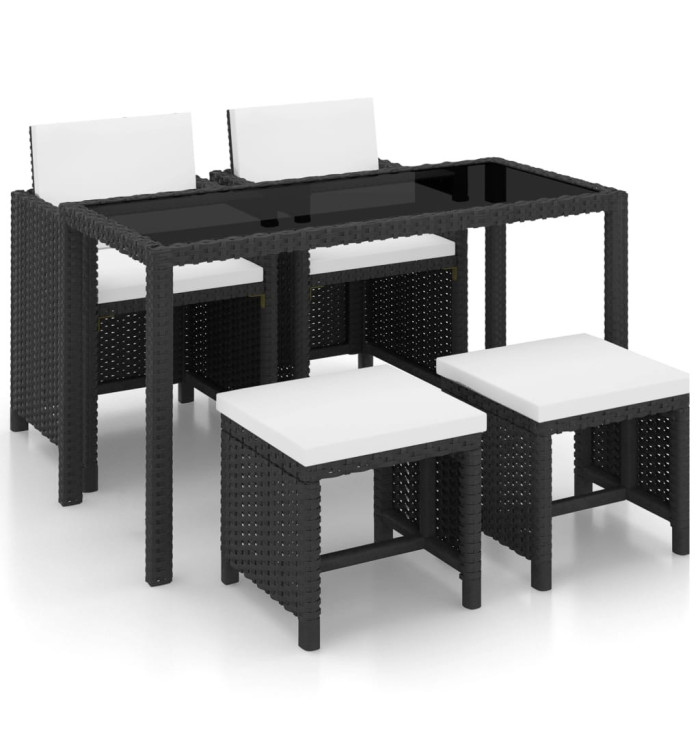 Ensemble à manger d'extérieur 5 pcs coussin Résine tressée Noir | Mobilier & Déco