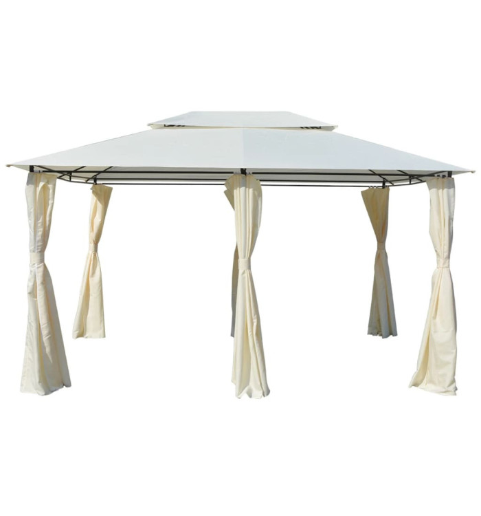 Tonnelle avec rideaux 4 x 3 m Blanc | Mobilier & Déco