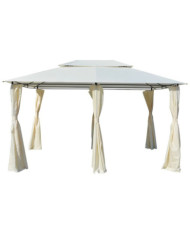 Tonnelle avec rideaux 4 x 3 m Blanc | Mobilier & Déco