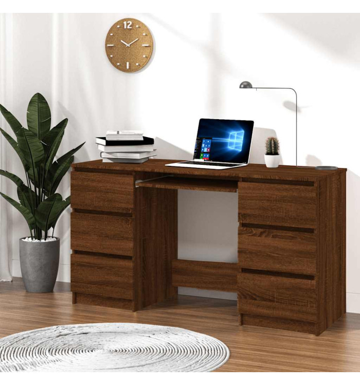 Bureau Chêne marron 140x50x77 cm Bois d'ingénierie | Mobilier & Déco