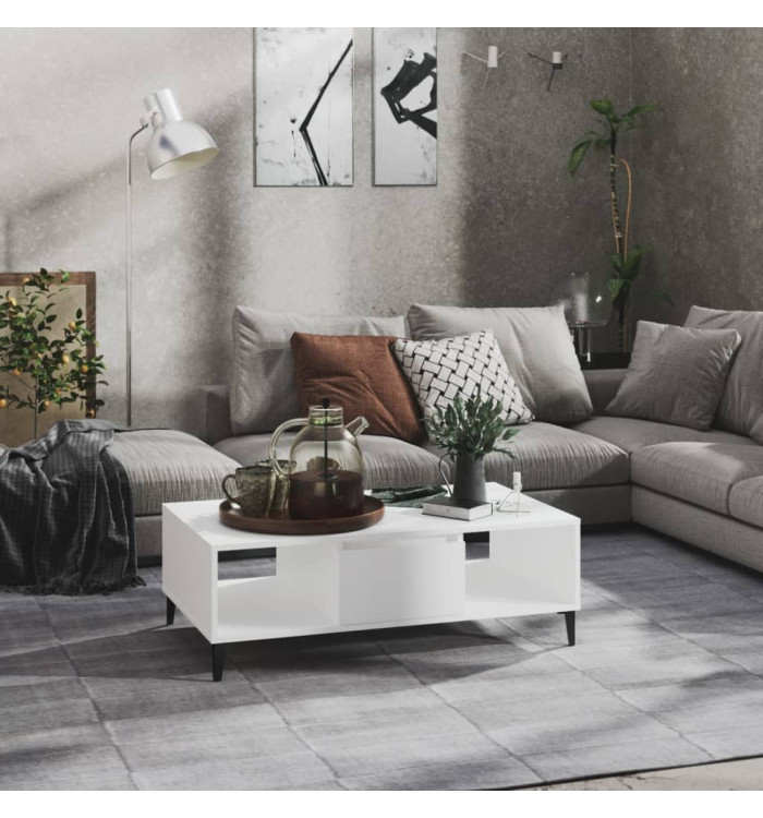 Table basse blanc 103,5x60x35 cm bois d'ingénierie | Mobilier & Déco