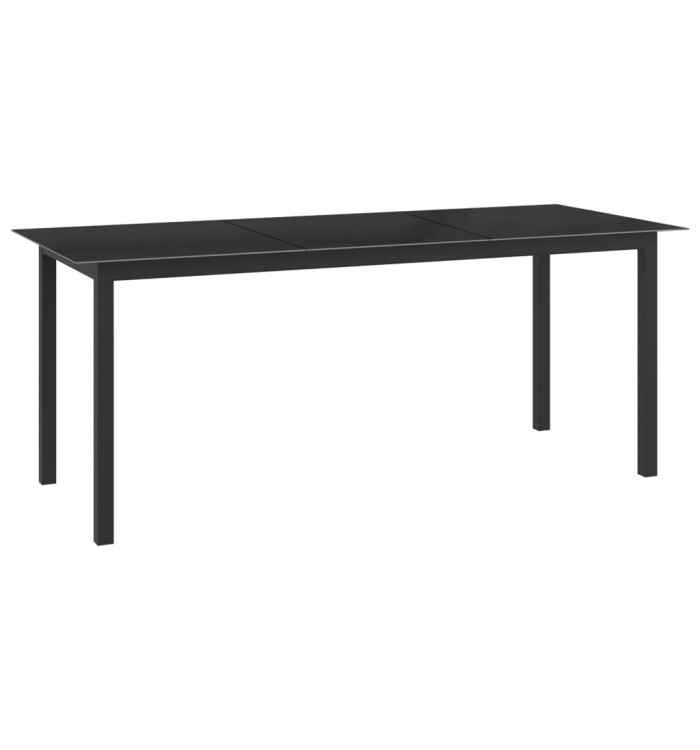 Table de jardin Noir 190x90x74 cm Aluminium et verre | Mobilier & Déco