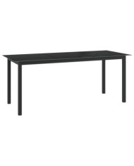 Table de jardin Noir 190x90x74 cm Aluminium et verre | Mobilier & Déco