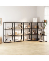 Étagères à 4 niveaux 5pcs Anthracite Acier et bois d'ingénierie | Mobilier & Déco