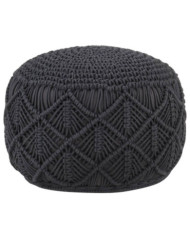 Pouf fait à la main en macramé Anthracite 45x30 cm Coton | Mobilier & Déco
