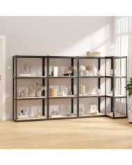 Étagères à 4 niveaux 4pcs Anthracite Acier et bois d'ingénierie | Mobilier & Déco