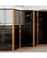 Cloison de séparation 6 panneaux Noir 420x180 cm | Mobilier & Déco