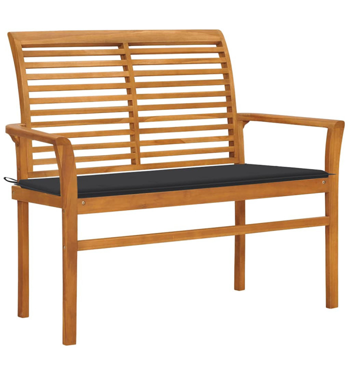 Banc de jardin et coussin anthracite 112 cm Bois de teck massif | Mobilier & Déco