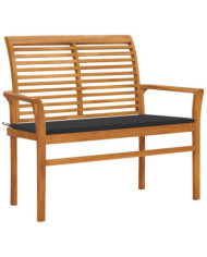Banc de jardin et coussin anthracite 112 cm Bois de teck massif | Mobilier & Déco