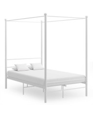 Cadre de lit à baldaquin sans matelas blanc métal 120x200 cm | Mobilier & Déco