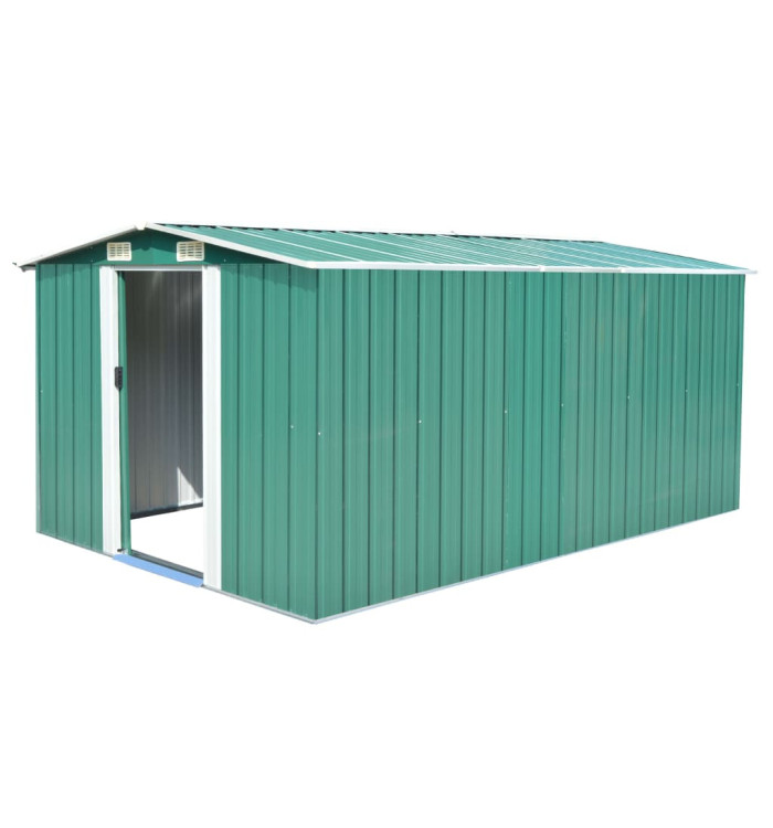Abri de jardin 257x392x181 cm Métal Vert | Mobilier & Déco