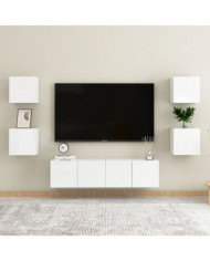 Ensemble de meubles TV 6 pcs Blanc brillant Bois d'ingénierie | Mobilier & Déco