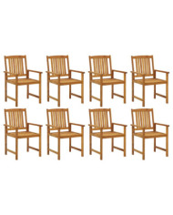 Chaises de jardin lot de 8 Bois d'acacia solide | Mobilier & Déco