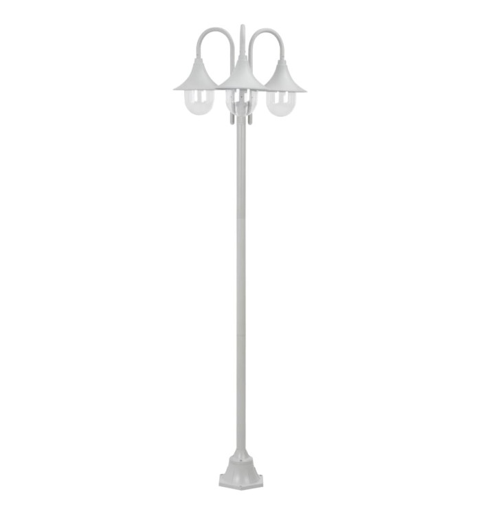 Lampadaire de jardin E27 220 cm Aluminium 3 lanternes Blanc | Mobilier & Déco