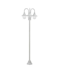 Lampadaire de jardin E27 220 cm Aluminium 3 lanternes Blanc | Mobilier & Déco