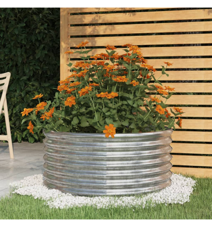 Jardinière de jardin Acier enduit de poudre 80x80x36 cm Argenté | Mobilier & Déco