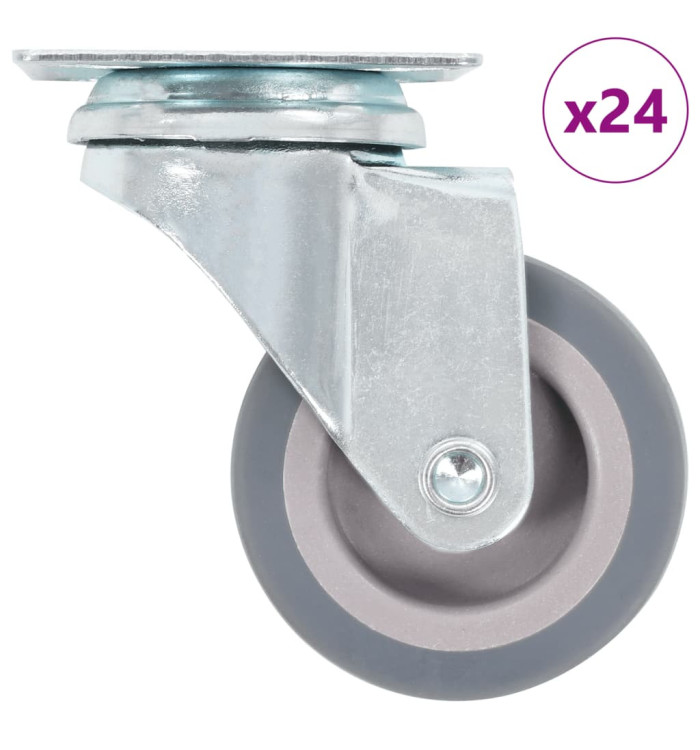 24 pcs Roulettes pivotantes 50 mm | Mobilier & Déco