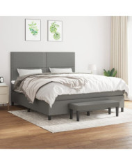 Sommier à lattes de lit avec matelas Gris foncé 160x200cm Tissu | Mobilier & Déco