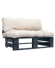 Canapé de jardin palette avec coussins Sable Pinède | Mobilier & Déco