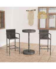 Ensemble de bar de jardin 3 pcs Résine tressée Gris | Mobilier & Déco