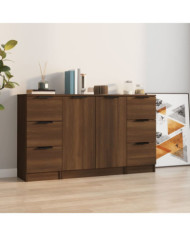 Buffets 3 pcs Chêne marron Bois d'ingénierie | Mobilier & Déco