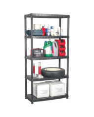 Étagère de rangement à 5 niveaux Noir 91,5x45,7x185cm Plastique | Mobilier & Déco